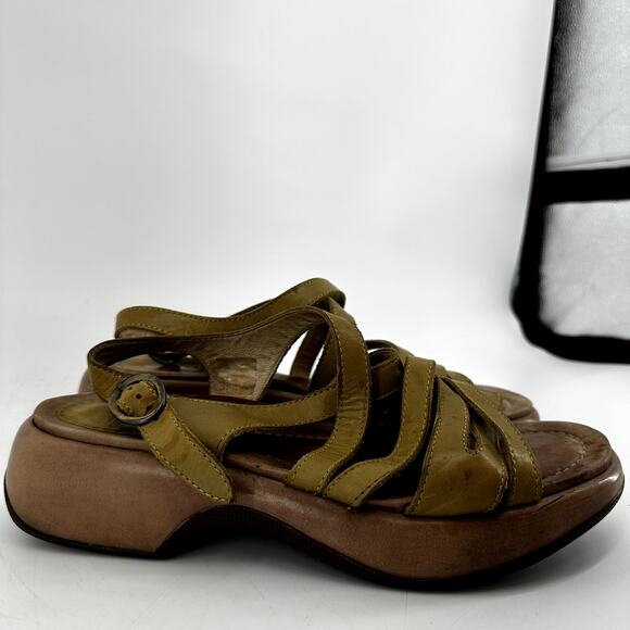 Dansko Lolita Sandal Leather Slingback Strappy Rocker Block Heel Yellow 10 - Picture 3 of 8